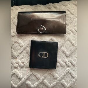 Dior Black Leather Clutch and CD-Logo Bifold Wallet
